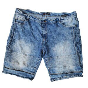 SOUTHPOLE Shorts Men's 46 Blue Denim Jean Distressed Hip Hop Zip